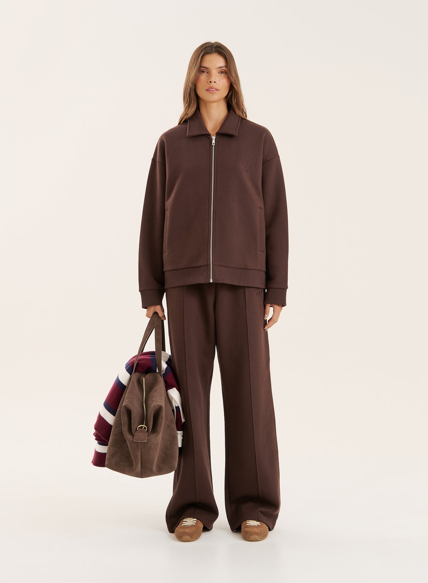 Chocolate Logo Detail Zip Bomber Jacket